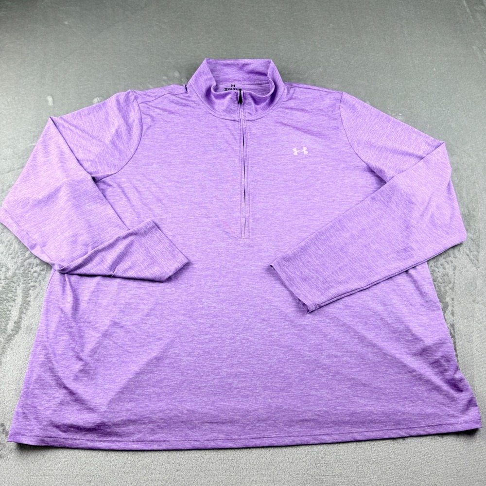 Under Armour Women's 2X Purple Tech Twist Half Zip Pullover Top Long Sleeve
